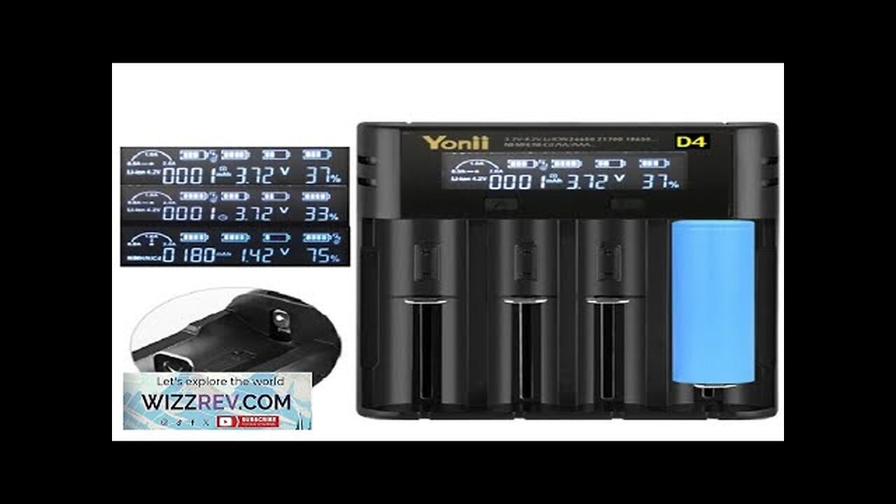 Yonii D4 Four Slot USB Rechargeable Lithium Battery Charger Multi-functional Intelligent Review