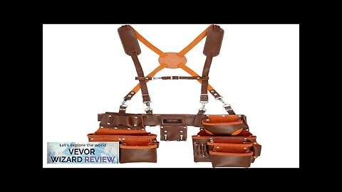 VEVOR Leather Tool Belt with Suspenders 19 Pockets 29-54 inches Adjustable Waist Review