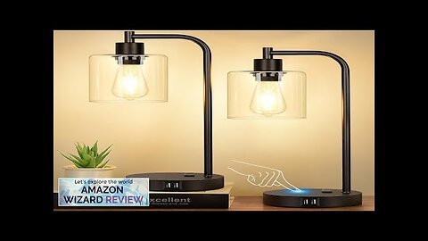 Set of 2 Industrial Touch Control Table Lamps with 2 USB Ports Review