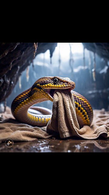 OMG Snake 🐍 eat towel 😱 | Animal amazing video