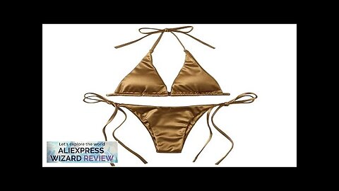 Sexy Women's Metallic Halter Top Two Piece Swimsuit Tie Side Triangle Bikini Review