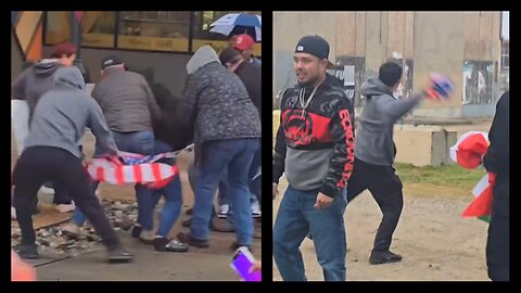 Protester Crumples American Flag And Throws It
