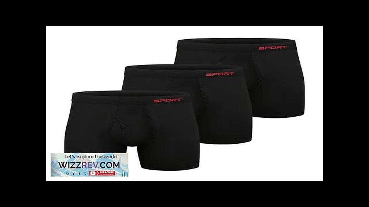 3pcs Men's Black Boxer Briefs Breathable Comfy Boxer Trunks Elastic Sports Shorts Review