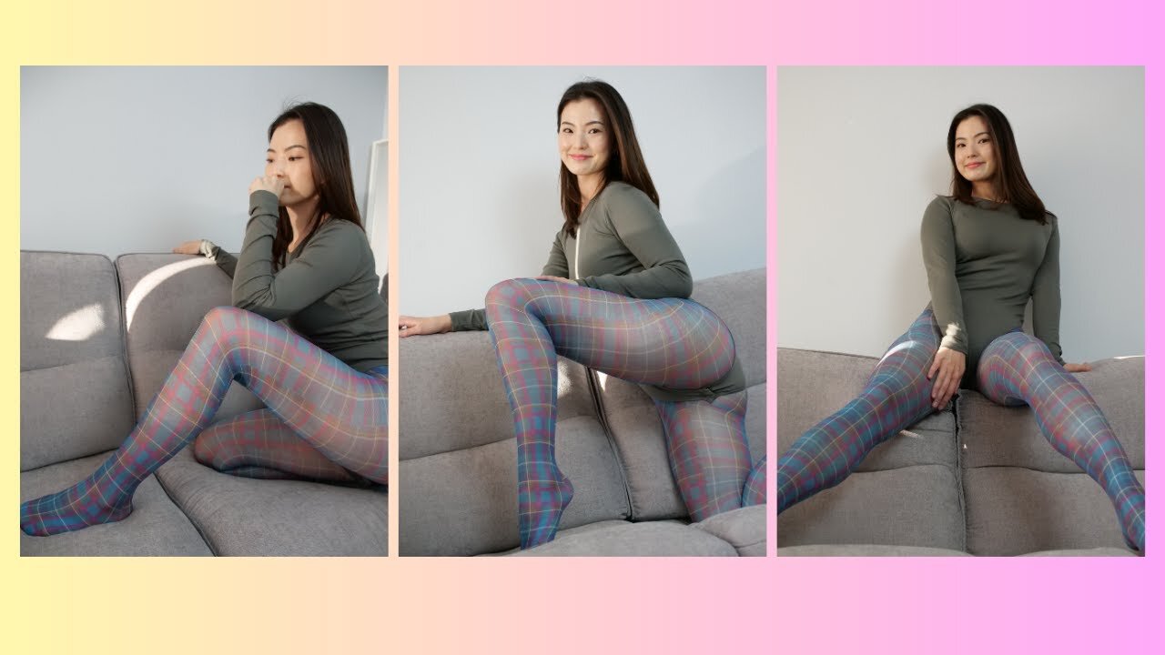 Pamela Man Tartan Tights Try On