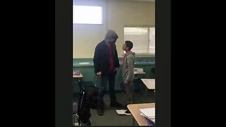 Smaller kid kicks bully's rear end. 😳💥💥