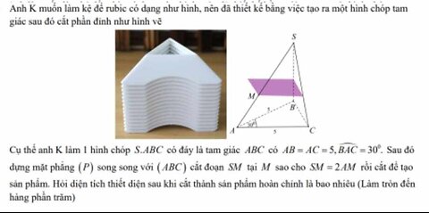 Toán 12: Anh K muốn làm kệ để rubic có đạng như hình, nên đã thiết kế bằng việc tạo ra một hình chóp