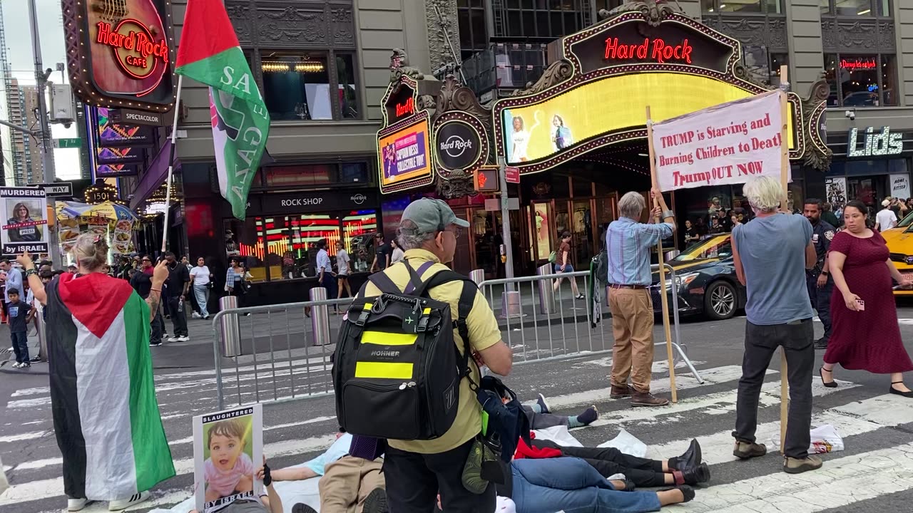Palestine Nutters Lay Down in Traffic (Manhattan)