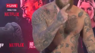 Jake Paul sent a bizarre message to Anthony Joshua as he weighed in for their heavyweight