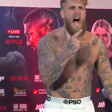 Jake Paul sent a bizarre message to Anthony Joshua as he weighed in for their heavyweight