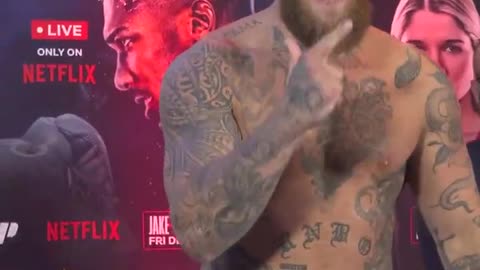 Jake Paul sent a bizarre message to Anthony Joshua as he weighed in for their heavyweight