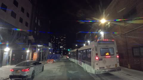 Driving from New York City NYC Borough Manhattan Harlem to Queens on Triboro Bridge Night Time ASMR