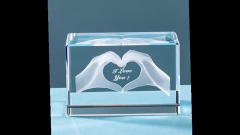 Crystal Cube Engraved with "I Love You" - A Timeless Gift for Her/Him