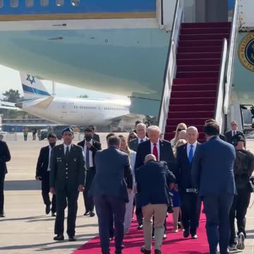 President Trump is greeted by Prime Minister Netanyahu