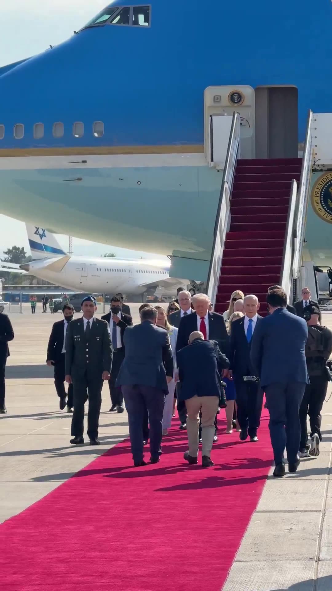 President Trump is greeted by Prime Minister Netanyahu