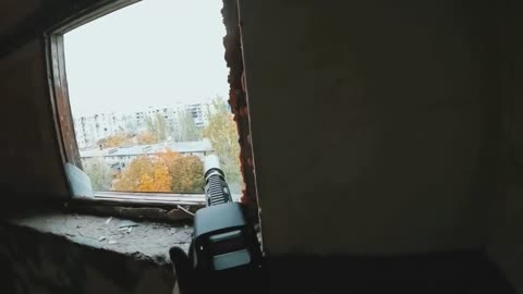Ukrainian soldier shoots down a Russian kamikaze drone flying over Kostyantynivka, Donetsk