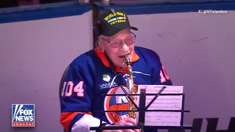 Watch 104-Year-Old WWII Veteran Dominick Critelli Perform the National Anthem at an NHL Game