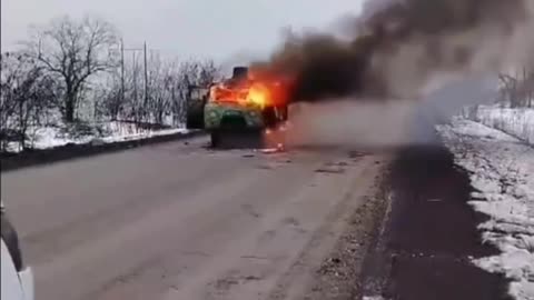 Russian Truck Flames Out and Detonates After Drone Strike