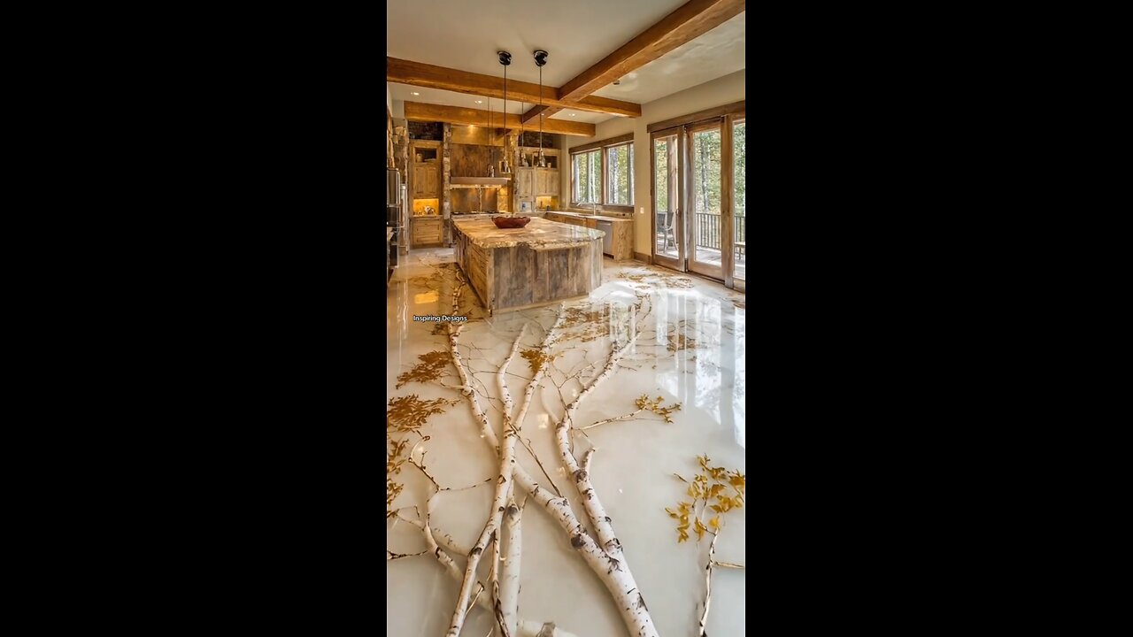 Wow! Absolutely love this birch tree epoxy flooring!