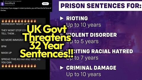 UK Govt Threatens MASSIVE Prison Sentences For Rioters; 30+ Protests Scheduled For Tonight