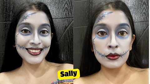 Sally nightmare before Christmas makeup tutorial for Halloween - Easy & Spooky in 5 Mins!