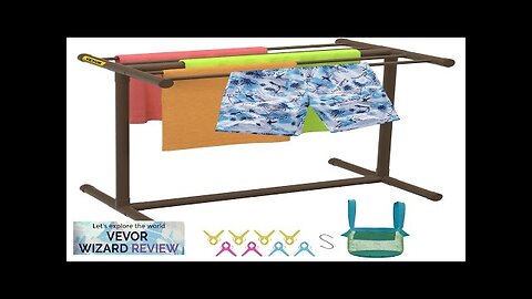 VEVOR Pool Towel Rack 5 Bar Brown Freestanding Outdoor PVC T-Shape Poolside Review