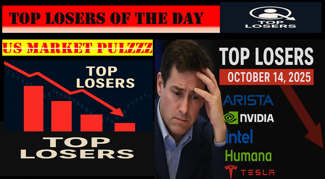 US Market Crash? 🔻 Top Losers Today – Nvidia, Tesla, Intel, Arista, Humana | 14 Oct 2025