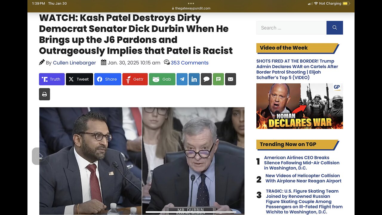 Kash Patel Destroys Dirty Democrat Senator Dick Durbin When He Brings up the J6 Pardons