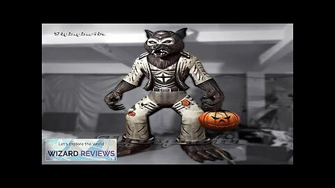 Scary Halloween Character Large Evil Inflatable Werewolf With A Pumpkin Head In Review