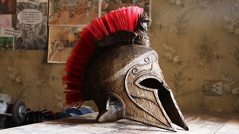 Greek helmet from assassin's creed odyssey. Wood carving