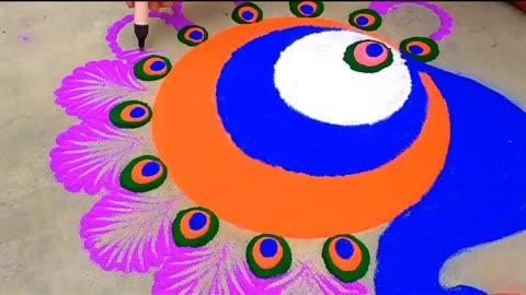 Dry colour painting rangoli design