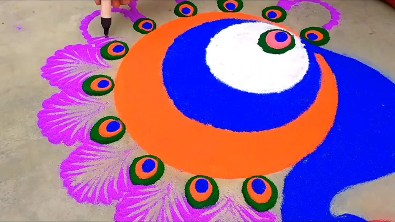 Dry colour painting rangoli design