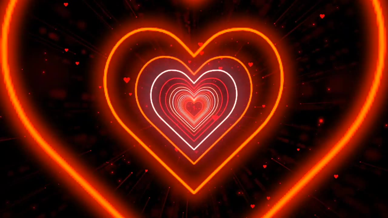 1190. Heart Tunnel Background❤️Red Neon Heart