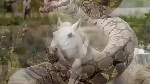 Viral: Wildlife Attack Caught on Camera! Man Saves Horse from Giant Snake #short