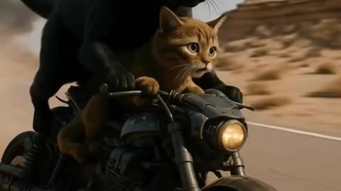A cat on a motorcycle