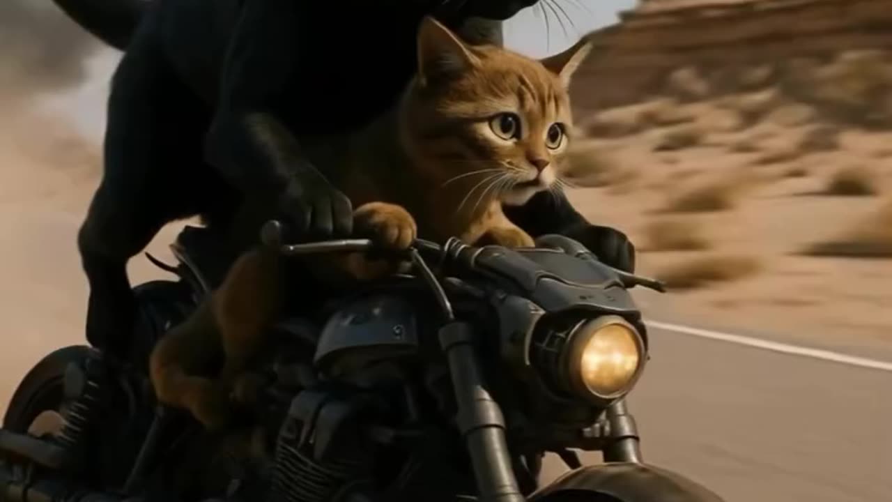 A cat on a motorcycle