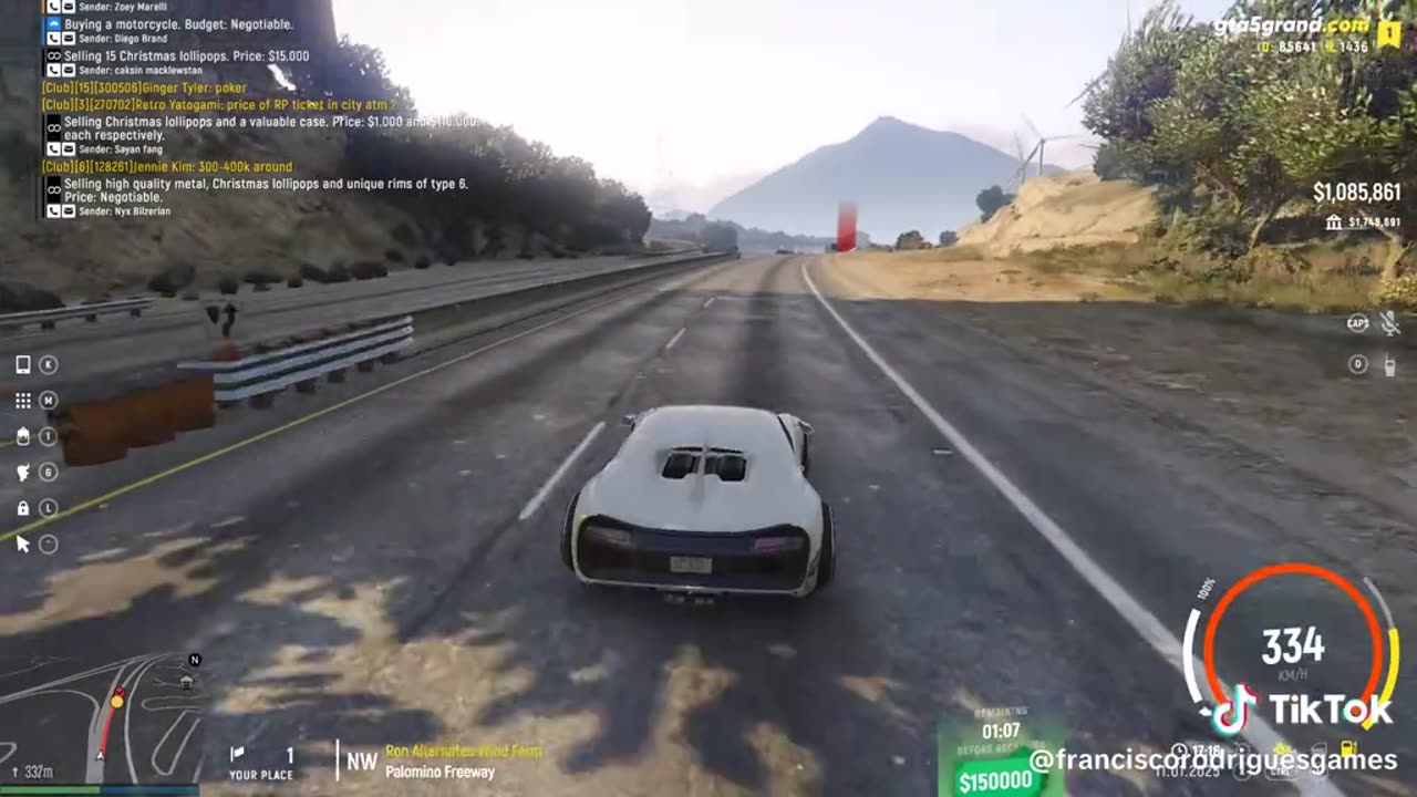 GTA V - Grand RP EN1 - Bugatti Chiron vs SP vs Bugatti Divo - Corrida de Rua de 11-01-2025 - 17:15