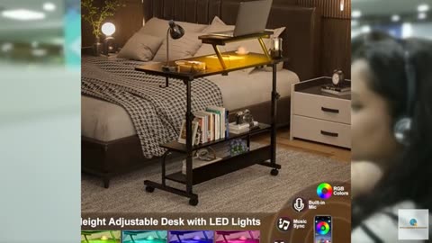 Height Adjustable Standing Desk with Power Outlets and LED Lights - 32" Manual S