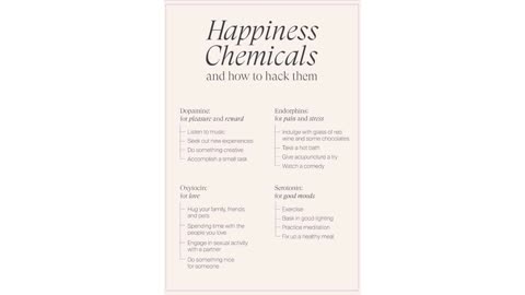 Happiness Chemicals and how to hack them: