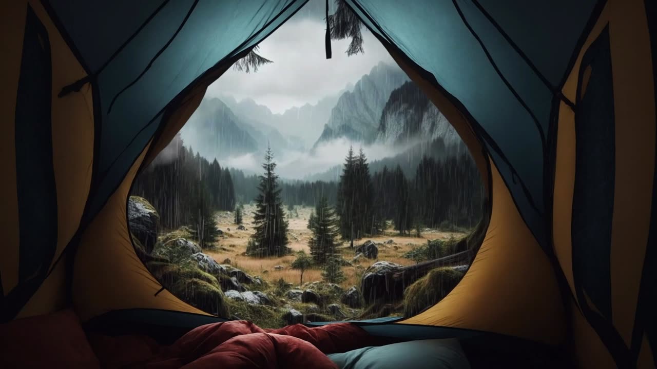 Tent in Heavy Rain for Sleeping