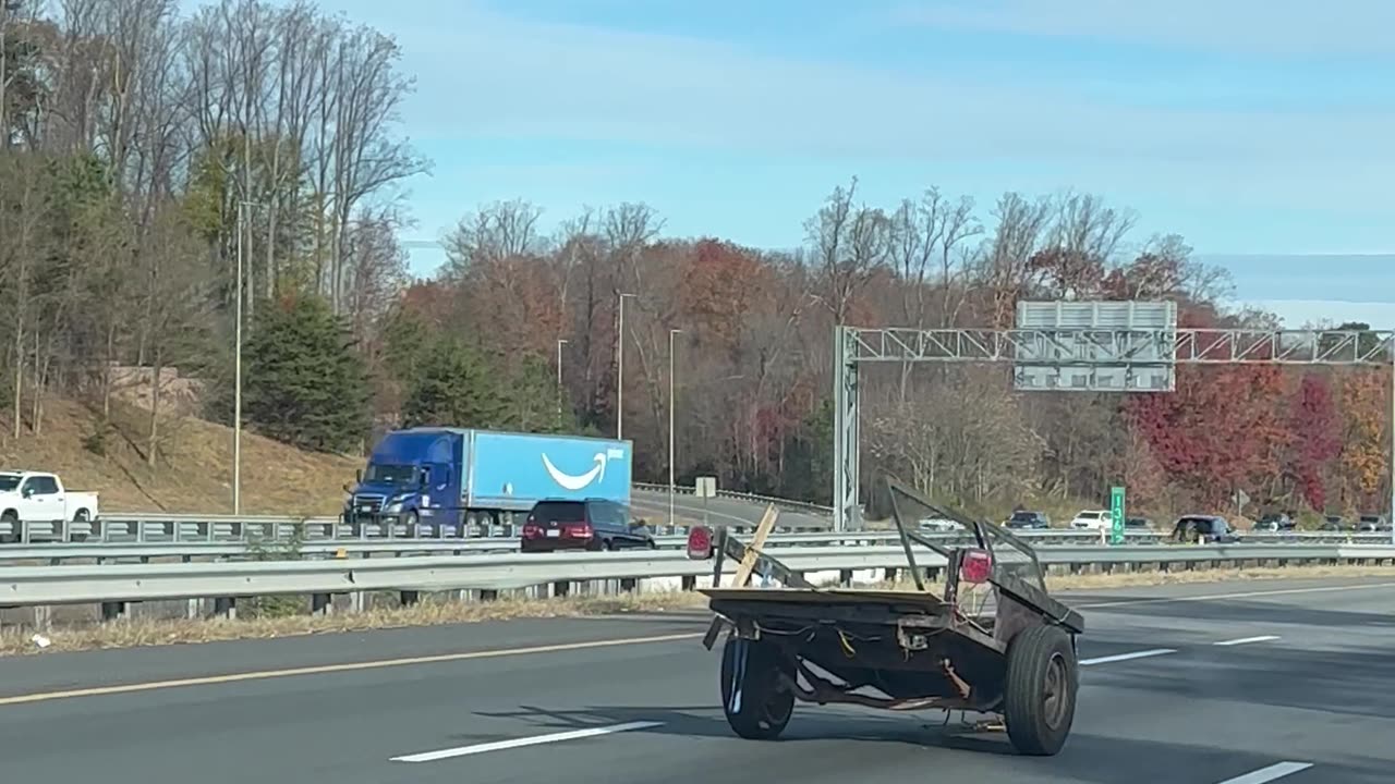 Disconnected Trailer Spotted Rolling Down Freeway