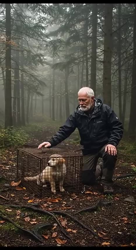 Kind Man Rescues a Caged Golden Retriever Pup