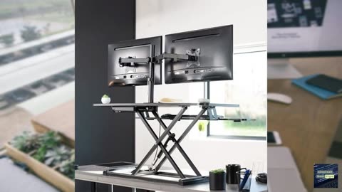 VIVO Height Adjustable 42 inch Standing Desk Converter with Dual Monitor Stand