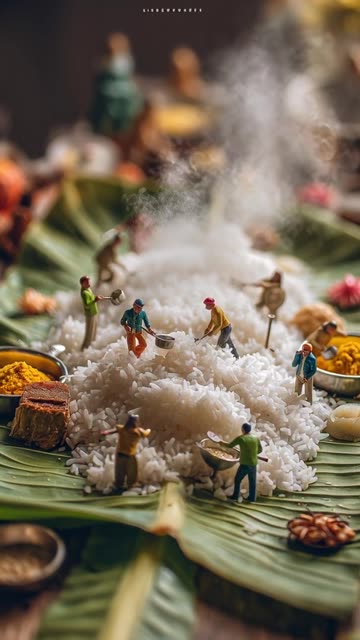 A detailed miniature South Indian lunch scene