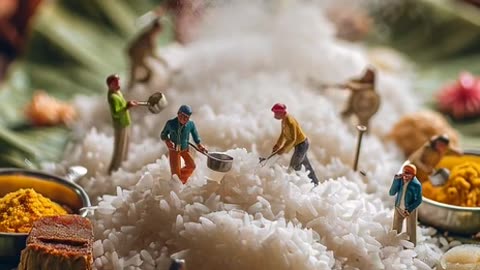 A detailed miniature South Indian lunch scene