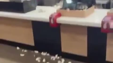 Muslim extremists storm a McDonalds in Birmingham and thrown mice that they've painted