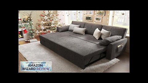 VanAcc Sofa Bed 3 Seater Sleeper Sofa with Storage Chaise Linen-Grey Pull Review