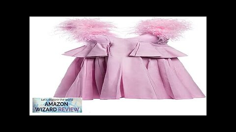 Christian Cowan Soft Pink Feather Trim Pleated DressRaw hem pleated mini dress with ostrich Review