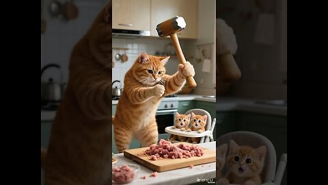 Watch This Cat Mama Cook a Gourmet Meal for Her Kittens! 😻 Wholesome Overload! #cat #shortsfeed#cute