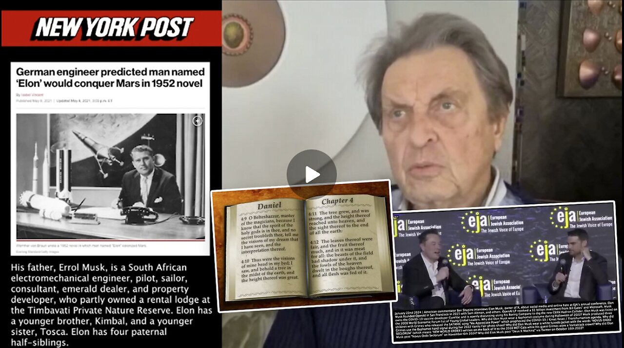 Elon Musk | I Grew Up Around Alot of Jewish People. I Went to Hebrew Preschool In South Africa. My Name Is Very Jewish. I Went to Israel When I Was 13. - 1/22/2024 + Elon Meaning In Hebrew? Daniel 4:11 & 20-37