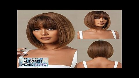 Honey Brown Short Bob Wig With Bangs Synthetic Heat Resistant Wig Natural Review